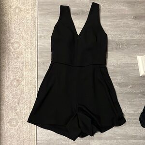 Black Sleeveless V-Neck Romper